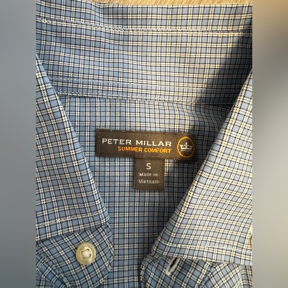 Peter Millar Blue Plaid Size S Summer Comfort Polo